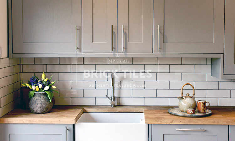 Victorian Crackle Glazed White Brick Tiles Kitchen Project